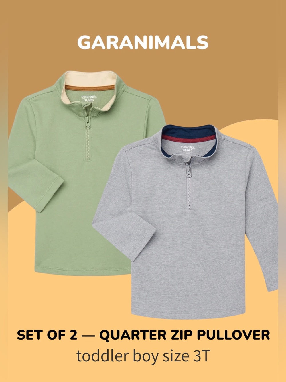 Garanimals SET OF 2 Toddler Boys Quarter Zip Pullover w/ Long Sleeves size 3T